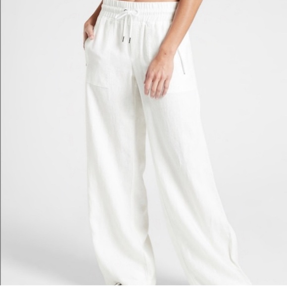 Athleta Pants - Athleta Cabo Linen Wide Leg Pants Womens Size 4P Petite New with tag White